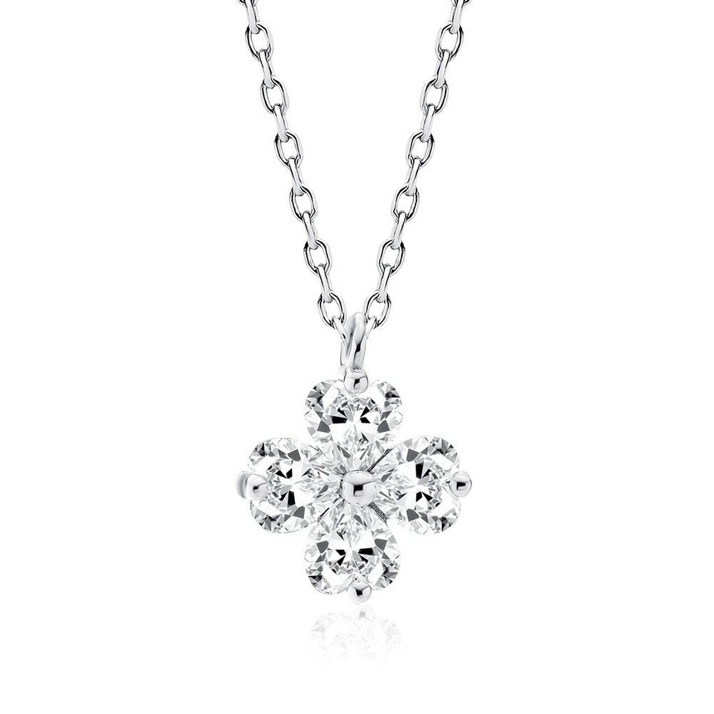 Colier argint trifoi cu 4 foi cu pietre DiAmanti Z2201NR_W-DIA Colier argint trifoi cu 4 foi cu pietre DiAmanti Z2201NR_W-DIA
